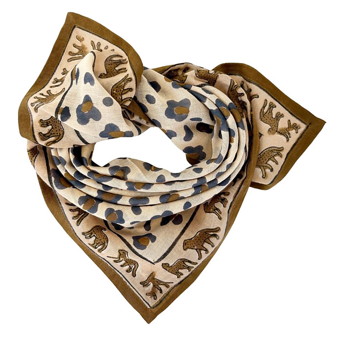 Small Foulard Dupitta Léopard - Macadamia Apaches