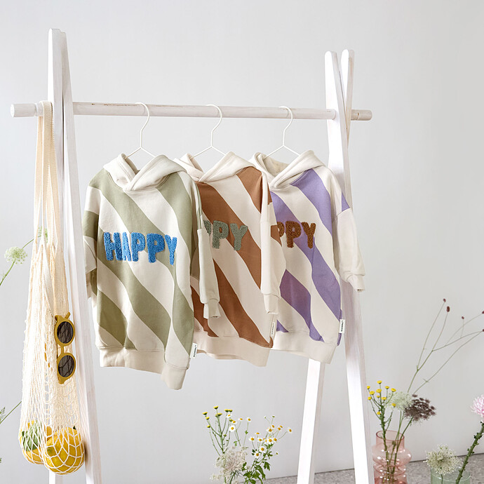 Sweat à Capuche Little Gang Happy Blanc Lilas - 1/2 Ans LÄSSIG