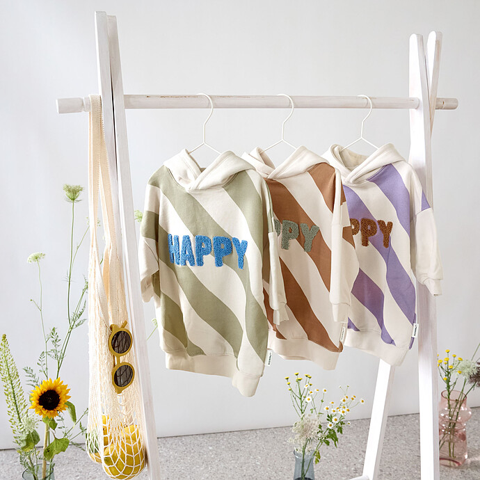 Sweat à Capuche Little Gang Happy Blanc Kaki - 1/2 Ans LÄSSIG