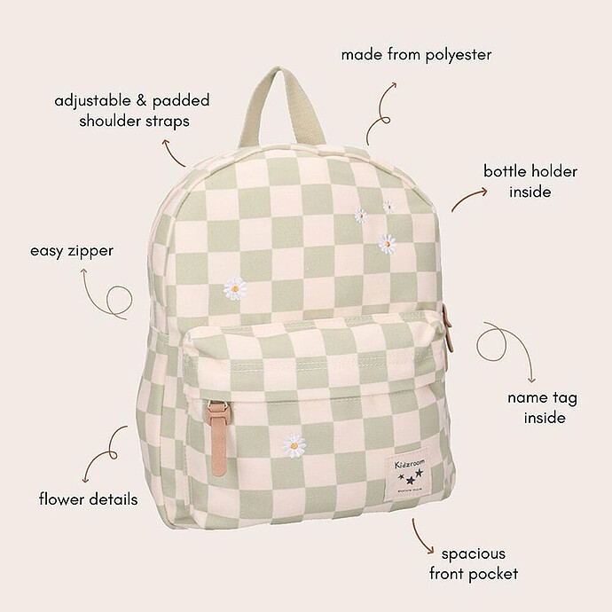 Sac à Dos Nostalgia - Pâquerettes Vert pas cher