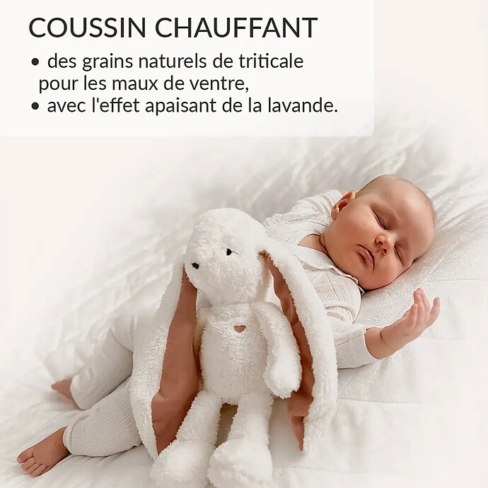 Peluche Veilleuse Bouillotte Sèche Lapin - Ecru pas cher