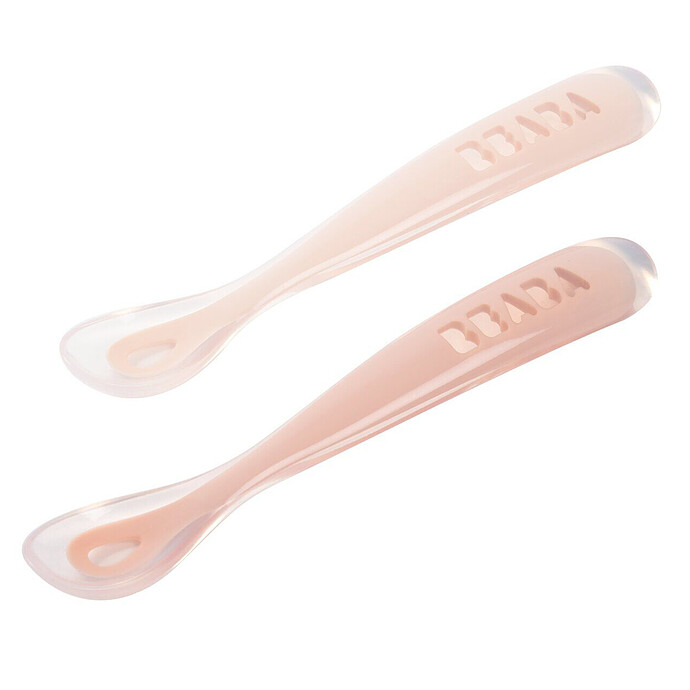 Lot de 2 Cuillères 1er Âge Silicone - Grey & Pink BÉABA