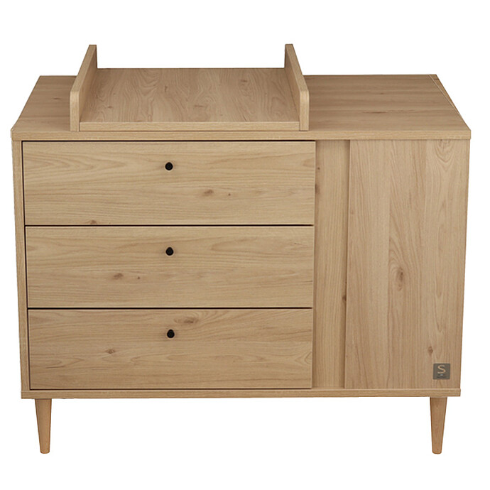 Commode et Plan à Langer Ilot Bébé - Chêne Suave Sauthon