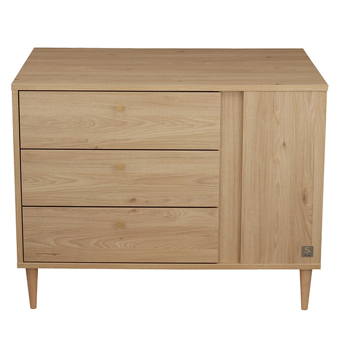 Commode et Plan à Langer Ilot Bébé - Chêne Suave Sauthon
