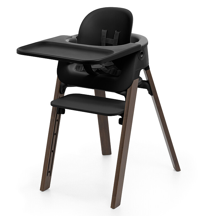 Chaise Haute Steps avec Plateau et Baby Set - Noir et Brun Chaud Stokke