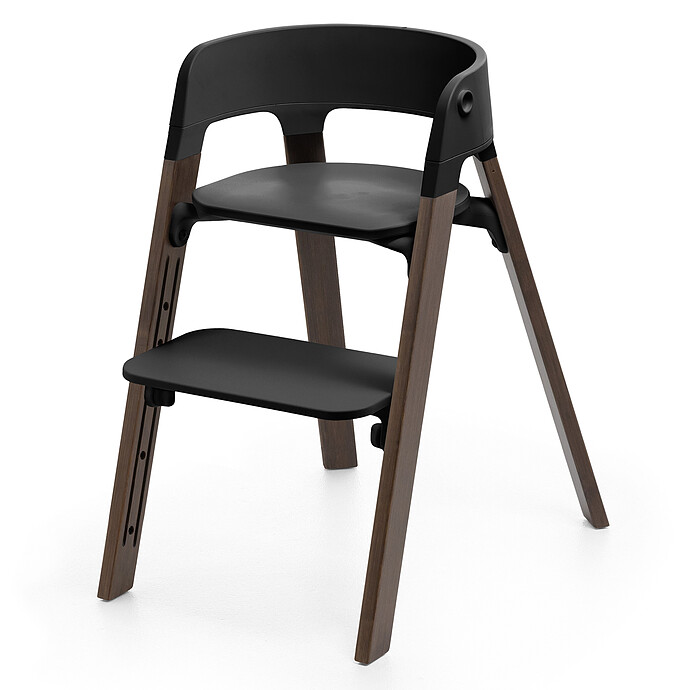 Achat Chaise Haute Steps avec Plateau et Baby Set - Noir et Brun Chaud