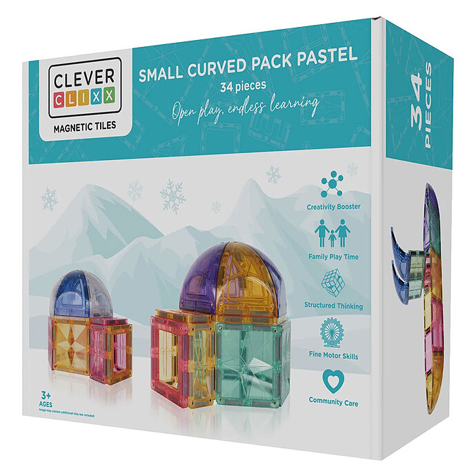 Petit Kit de 34 Tuiles Aimantées Dôme Pastel Cleverclixx