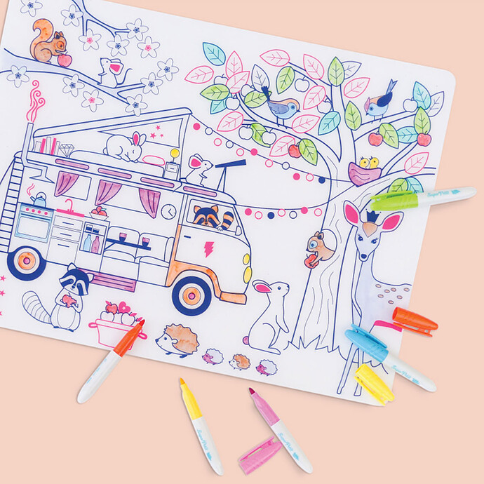 Set de Table à Colorier et ses 5 feutres - Dream Van pas cher