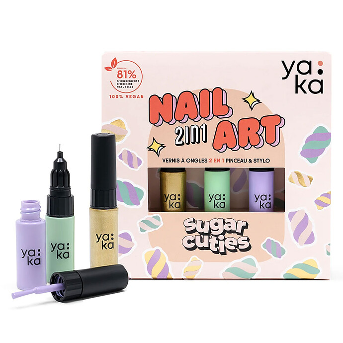 Kit Vernis à Ongles 2-en-1 Nail Art - Sugar Cuties YAKA