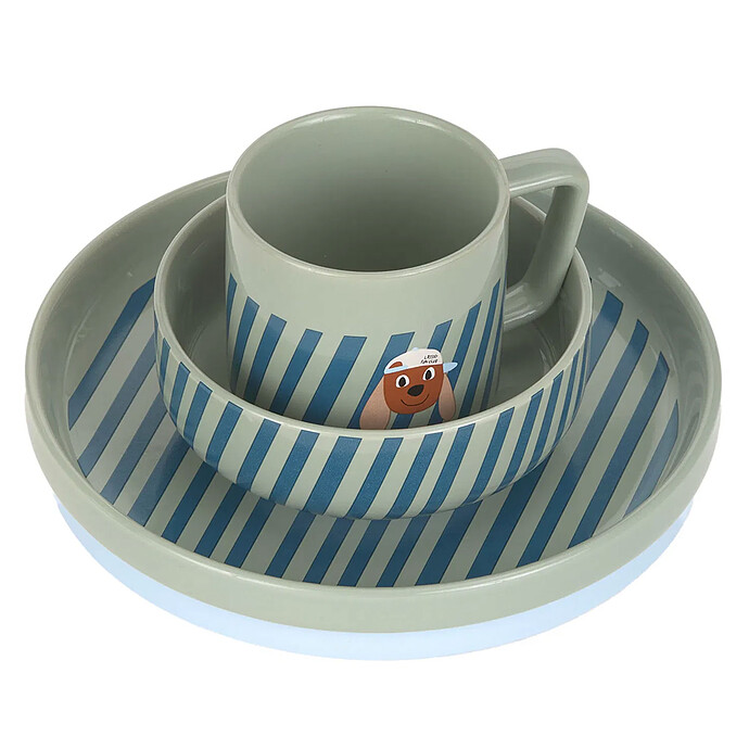 Coffret Repas 3 Pièces en Porcelaine Tiny Team - Chien LÄSSIG