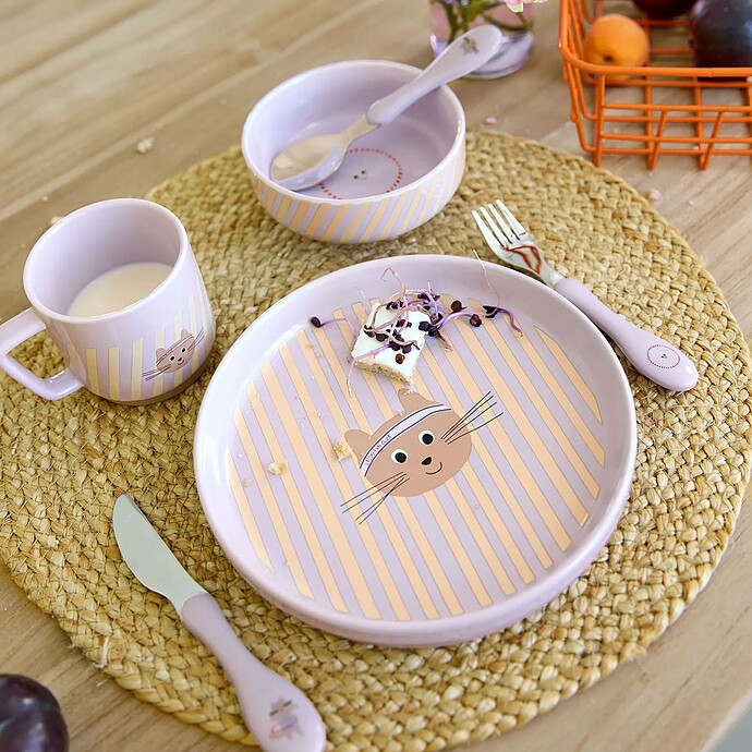 Avis Coffret Repas 3 Pièces en Porcelaine Tiny Team - Chat
