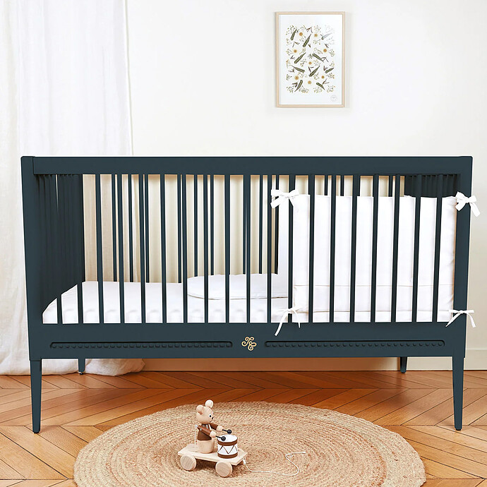 Lit Bébé Evolutif Gustavienne Bleu Profond - 70 x 140 cm Tartine et Chocolat