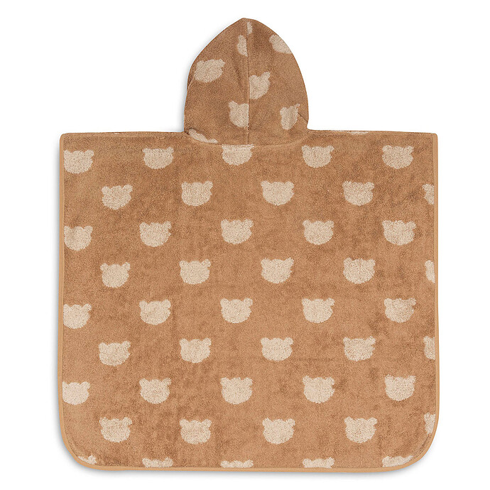 Avis Poncho de Bain Eponge Jacquard Réversible - Teddy Bear Biscuit