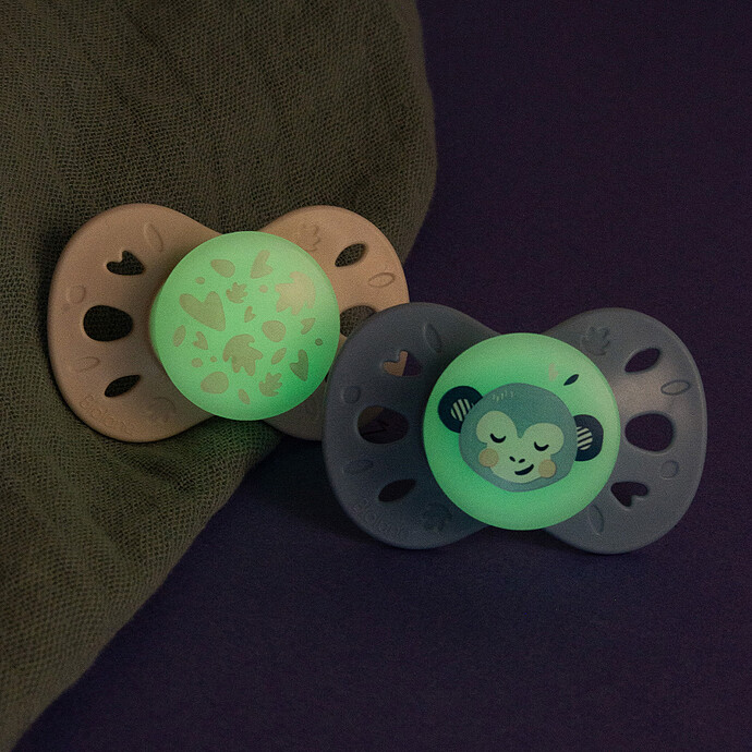 Lot de 2 Sucettes Anatomiques Nuit Bleu et Beige - 6/18 Mois Biolane