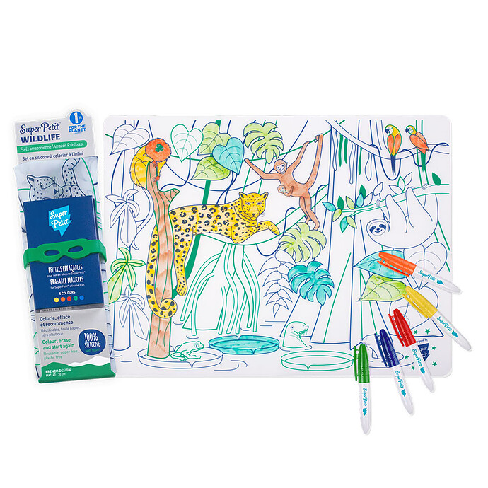 Set de Table à Colorier et ses 5 Feutres - Amazonie Super Petit