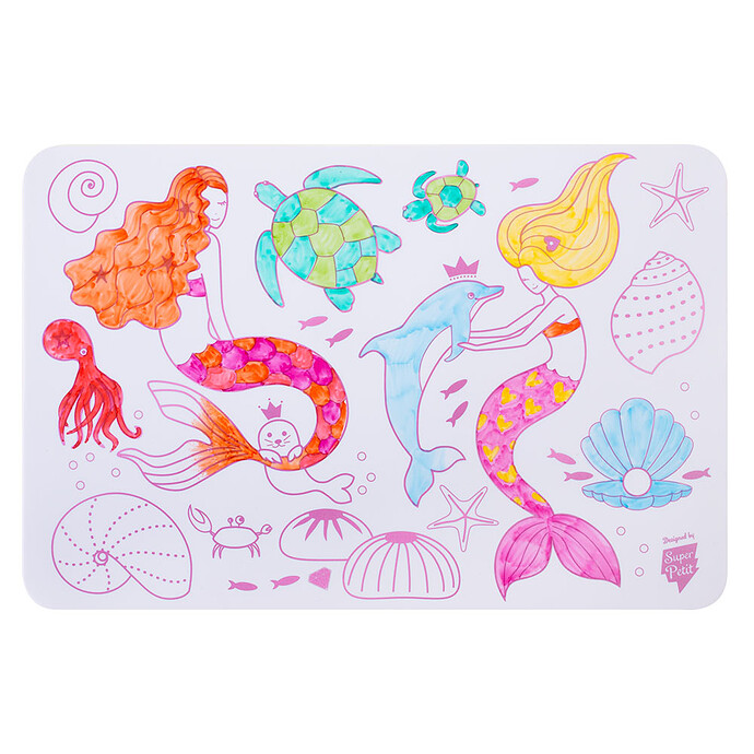 Mini Set de Table à Colorier et ses 4 Feutres - Les Sirènes pas cher