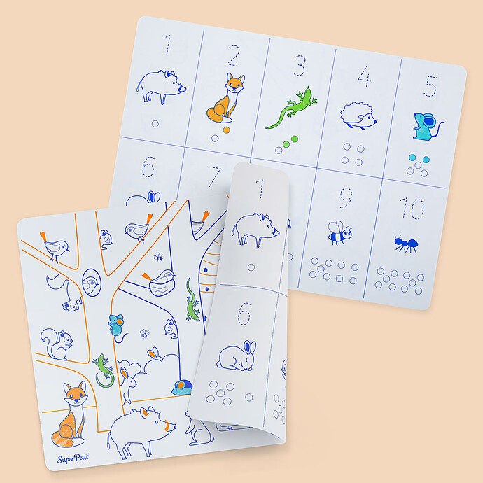 Set de Table à Colorier Réversible et ses 3 Feutres - Chiffres Super Petit