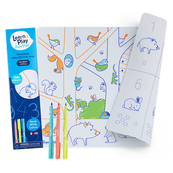 Set de Table à Colorier Réversible et ses 3 Feutres - Chiffres Super Petit