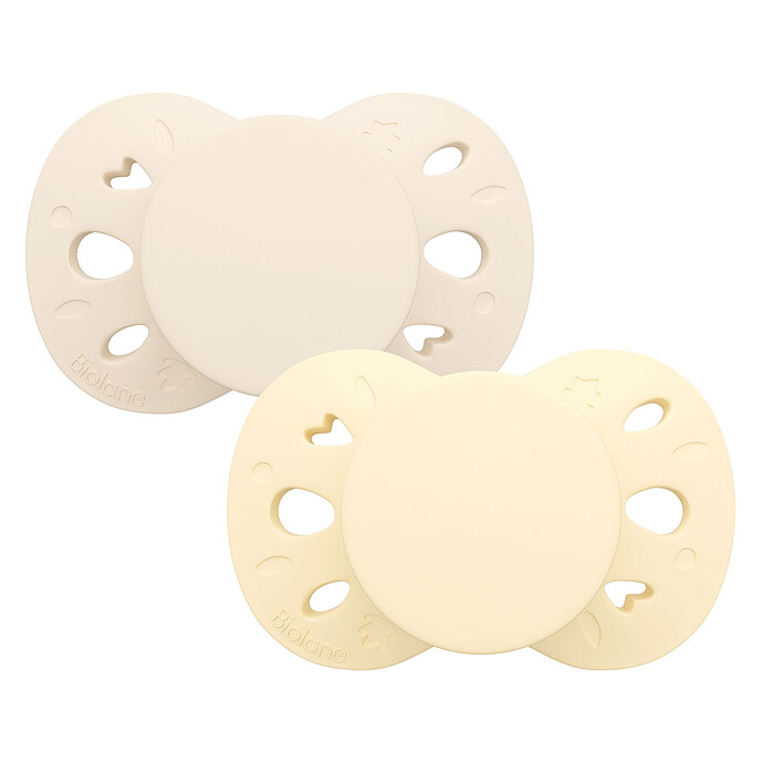 Lot de 2 Sucettes Anatomiques Essentielle Jaune et Beige - 0/6 Mois Biolane