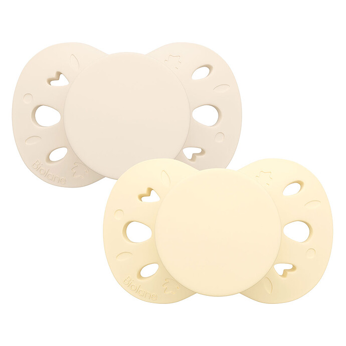 Lot de 2 Sucettes Anatomiques Essentielle Jaune et Beige - 6/18 Mois Biolane