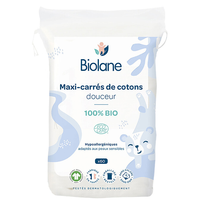 Lot de 60 Maxi Carrés de Coton Biolane