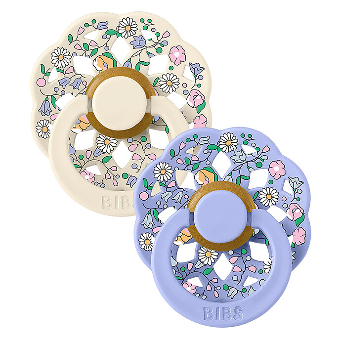 Lot de 2 Sucettes Rondes Boheme Bibs x Liberty Chloe Meadow & Ivory Mix - 6/18 Mois Bibs