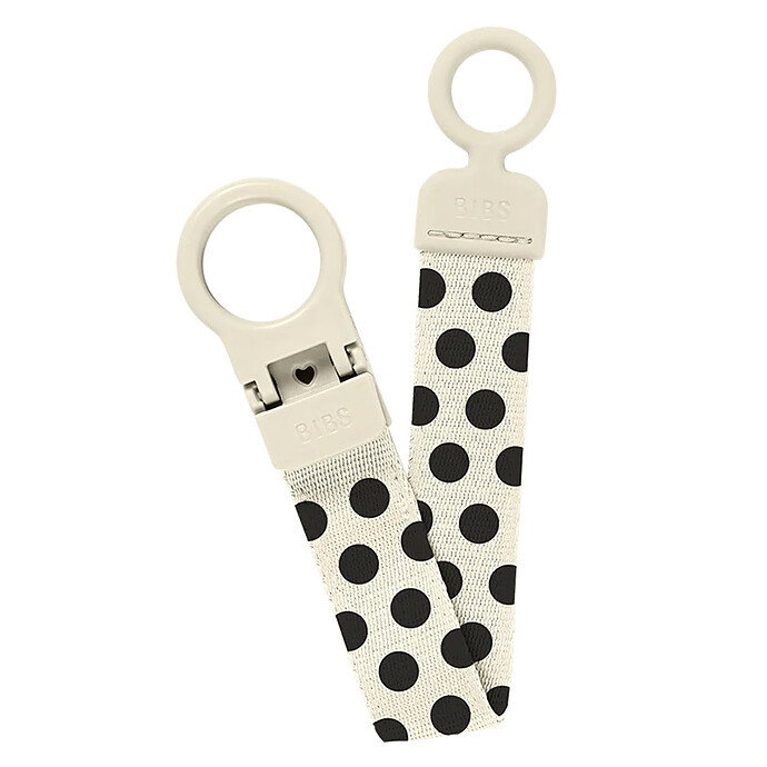 Attache Sucette Loop Polka - Ivory & Black Bibs