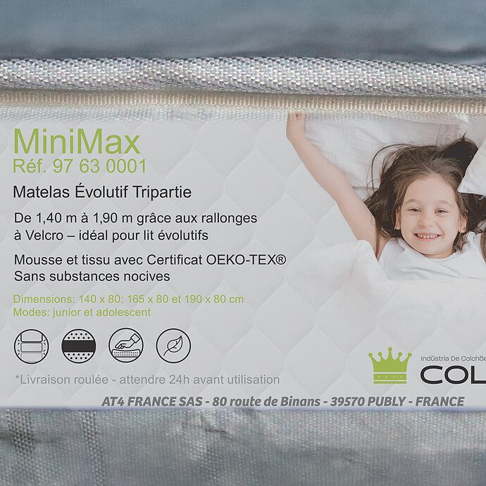 Matelas Extensible MINIMAX - 80 x 140-165-190 cm AT4