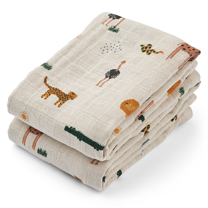 Lot de 2 Langes Lewis - Safary Sandy Mix Liewood