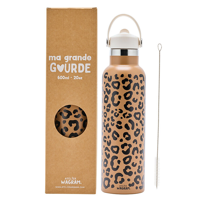 Gourde Inox Léopard Marron - 600 ml  Atelier Wagram