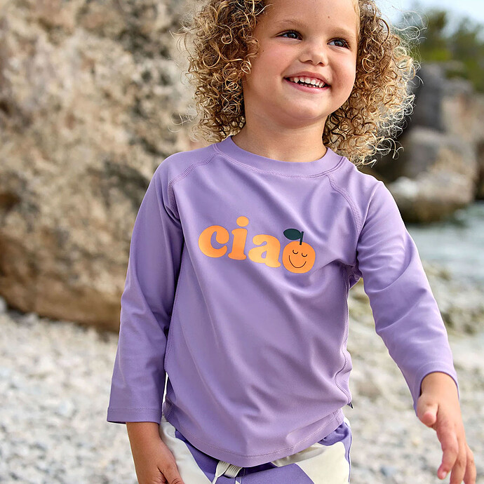 T-shirt Anti-UV Manches Longues Violet - 2/3 Ans pas cher