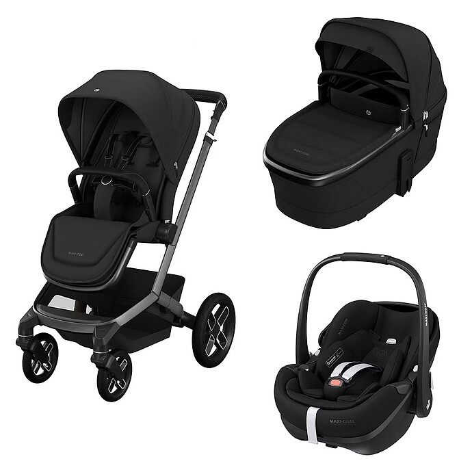 Poussette Trio Fame - Siège Auto Pebble 360 Pro² i-Size Groupe 0+ - Nacelle Fame -Twillic Black Maxi-Cosi