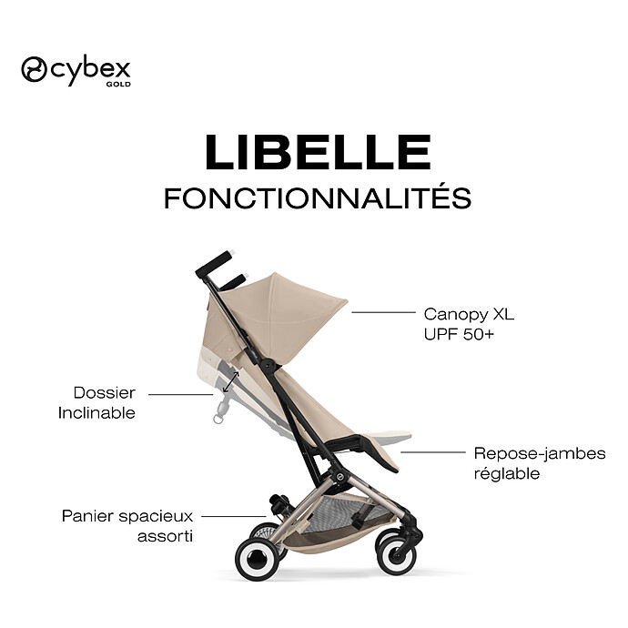 Achat Poussette Ultra-compacte Libelle 2026 Châssis Taupe - Almond Beige