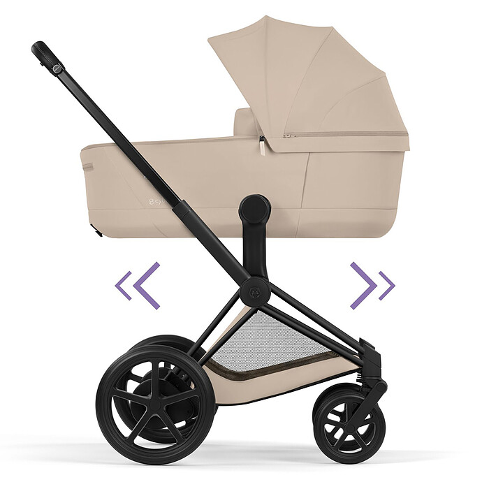Pack Poussette e-Priam Confort Matt Black + Nacelle - Cozy Beige Cybex