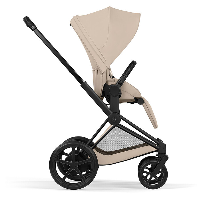 Pack Poussette e-Priam Confort Matt Black + Nacelle - Cozy Beige pas cher