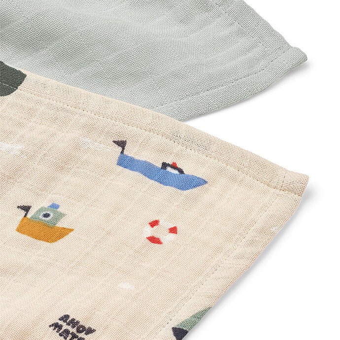 Lot de 2 Langes Lewis - Sailing / Dove Blue Liewood