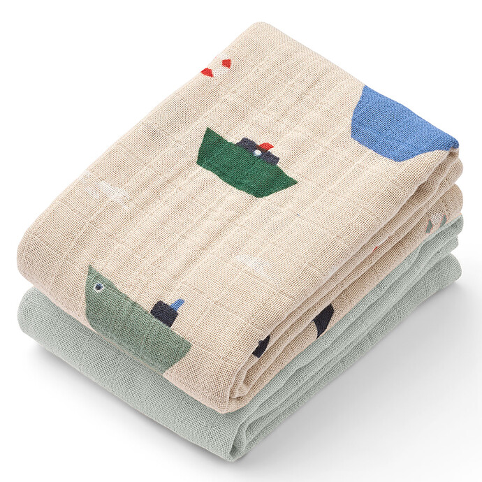 Lot de 2 Langes Lewis - Sailing / Dove Blue Liewood