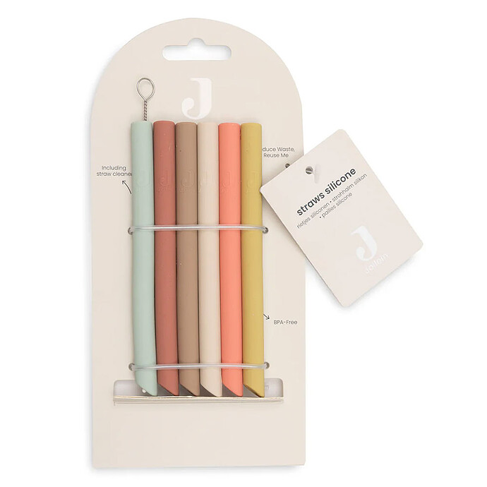 Lot de 6 Pailles en Silicone - Multicolore  Jollein