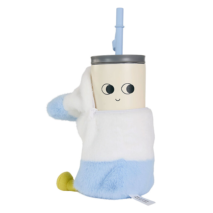 Mug Isotherme à Paille Peluche Fuzzie - Millie la Bouteille de Lait Asobu