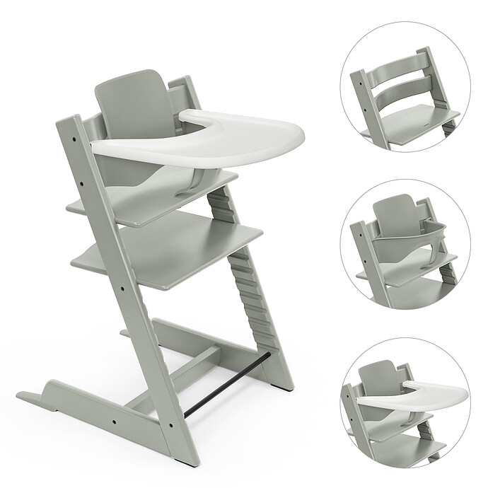 Chaise Haute Tripp Trapp avec Plateau et Baby Set - Vert Glacier Stokke