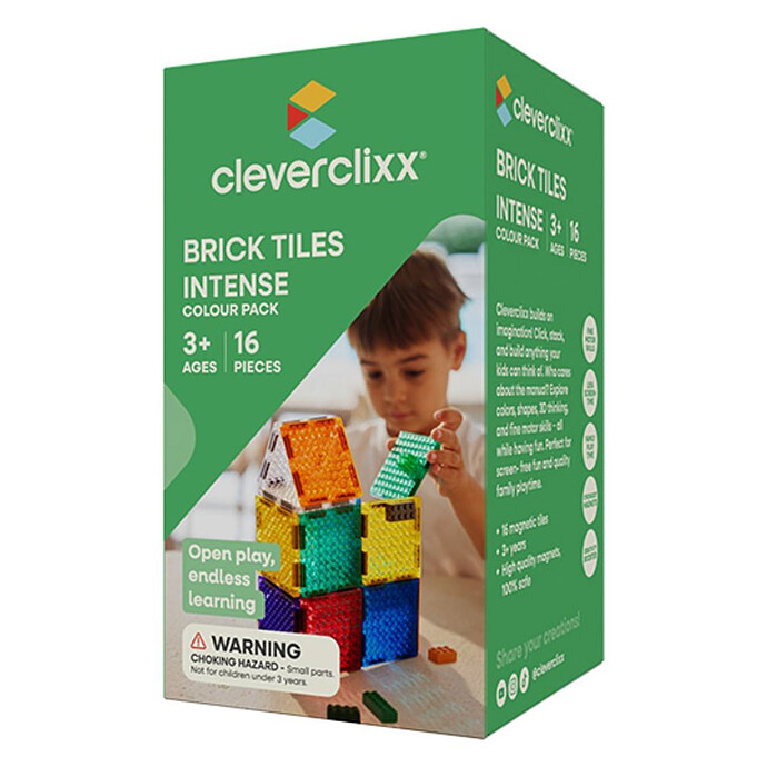 Kit de 16 Tuiles Aimantées Compatibles LEGO & DUPLO Cleverclixx