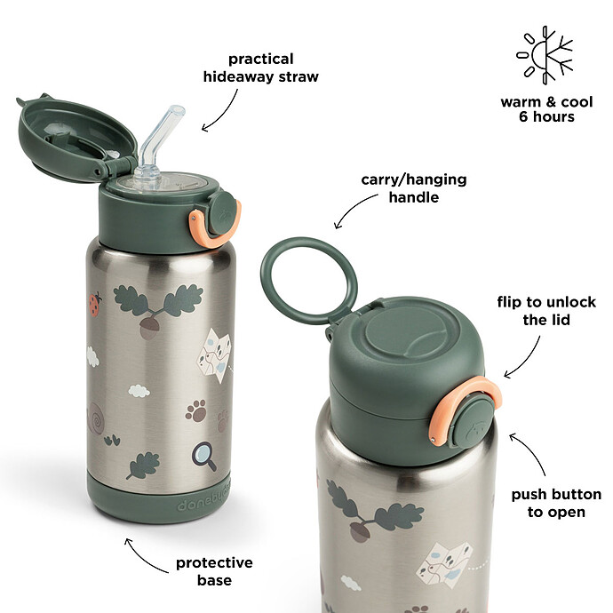 Avis Gourde Isotherme Tiny Trails Vert - 340 ml 