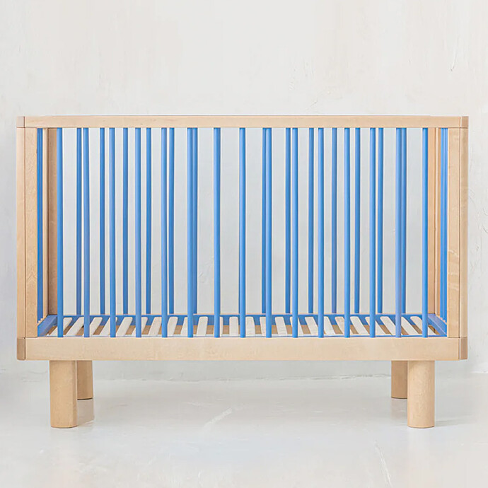 Lit Bébé Evolutif Nox Bois Naturel et Bleu - 60 x 120 cm Karl & Fric