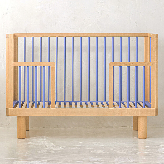 Achat Lit Bébé Evolutif Nox Bois Naturel et Bleu - 60 x 120 cm