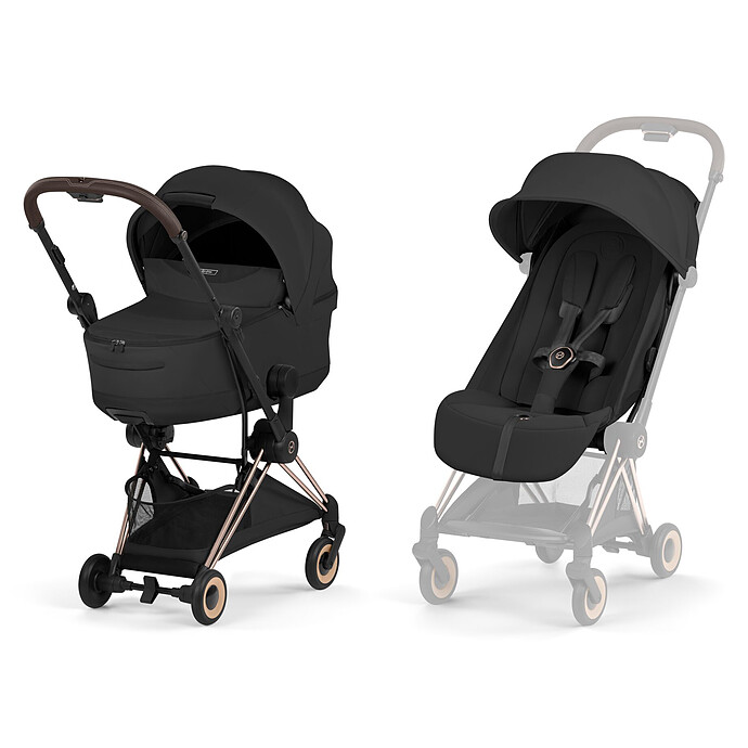 Pack Poussette Coyä Confort 2026 Rosegold + Nacelle - Sepia Black Cybex
