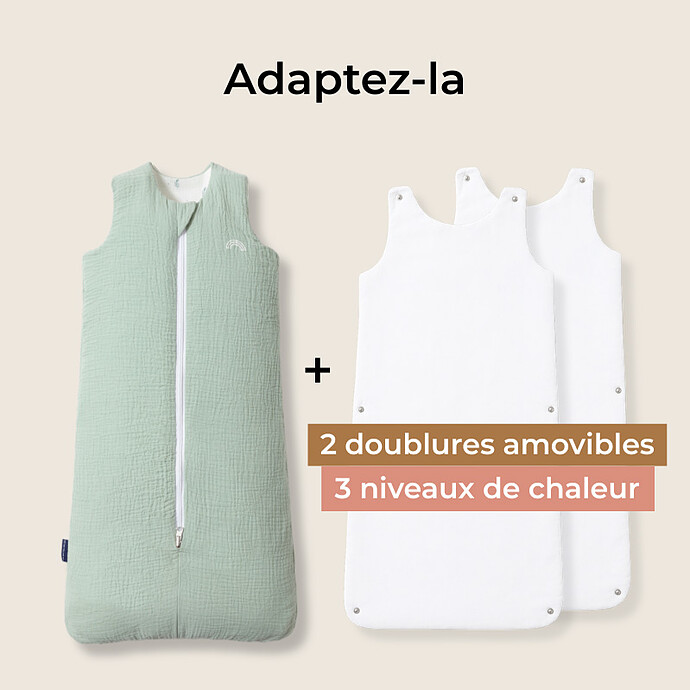 Achat Gigoteuse Evolutive 4 Saisons Vert d'eau - 18/36 Mois