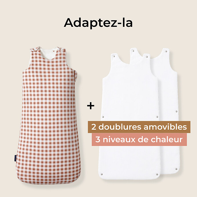 Achat Gigoteuse Evolutive 4 Saisons Vichy - 0/6 Mois