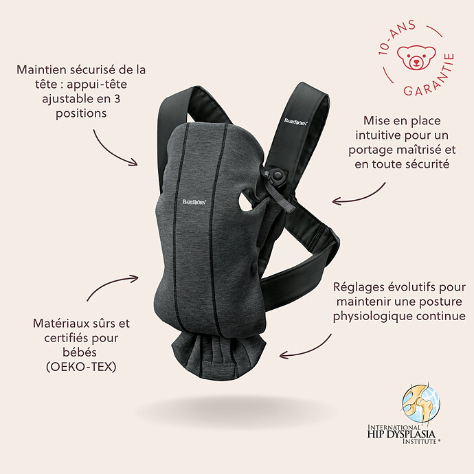 Avis Porte-bébé Mini 3D Jersey - Gris Charbon