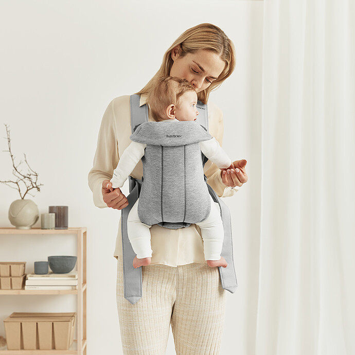 Porte-bébé Mini 3D Jersey - Gris Clair BabyBjörn