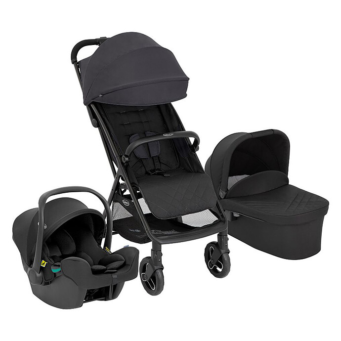 Poussette Trio Myavo Siège Auto SnugLite et Nacelle Myavo - Midnight Black Graco